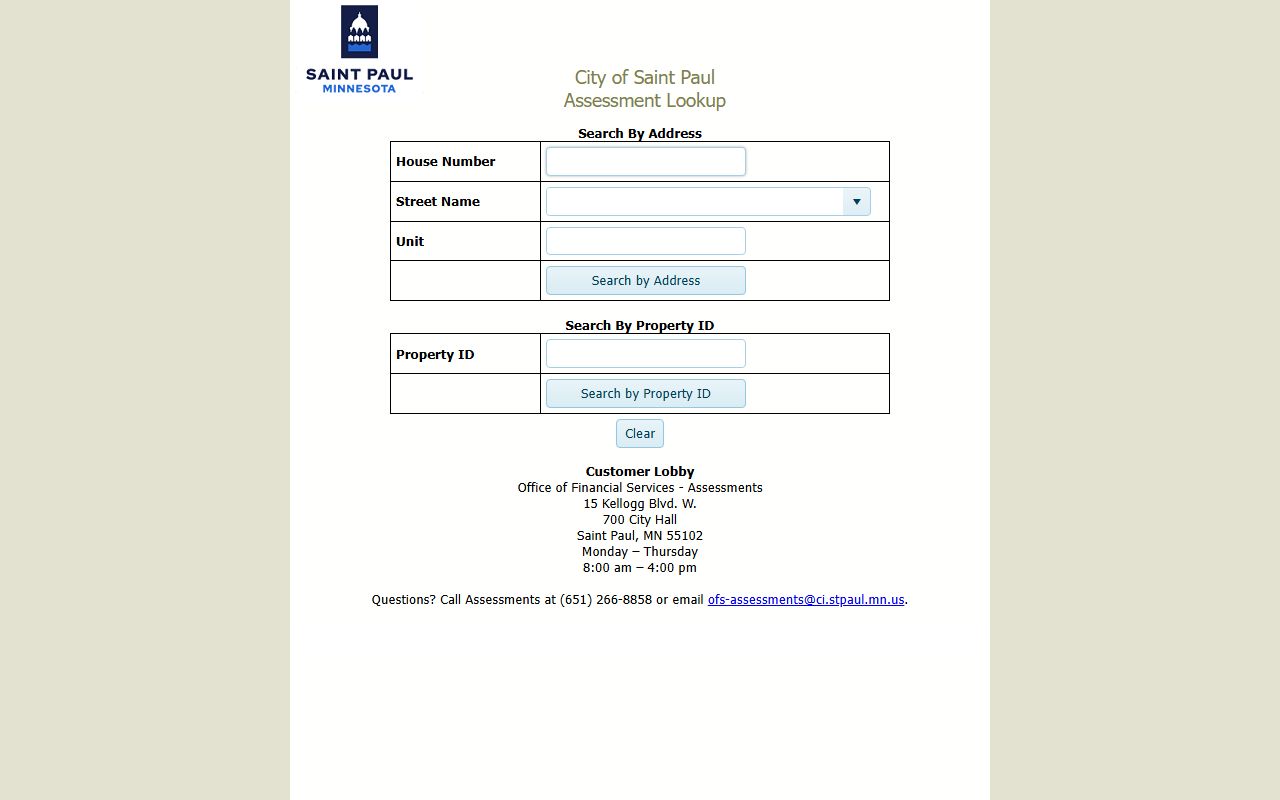 St. Paul White Pages assessment lookup tool