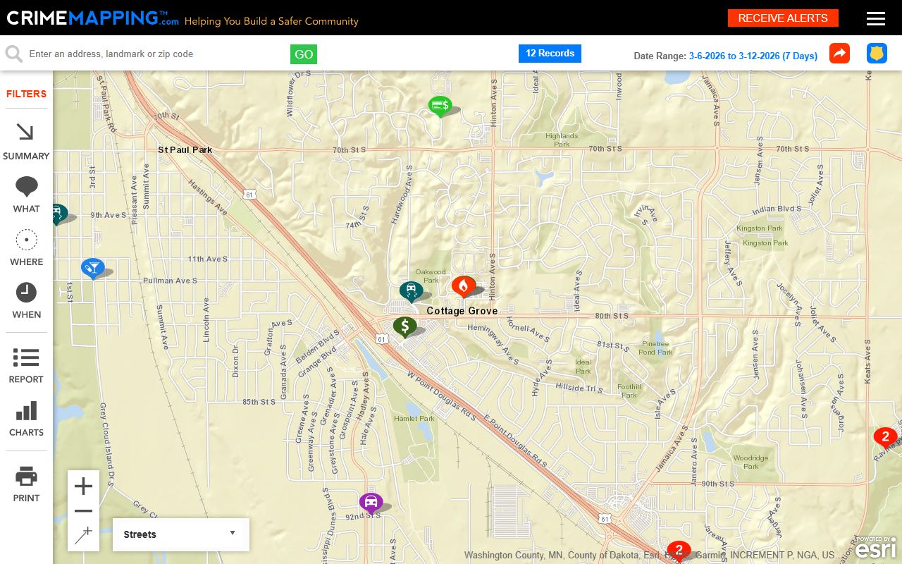 Woodbury White Pages crime mapping tool