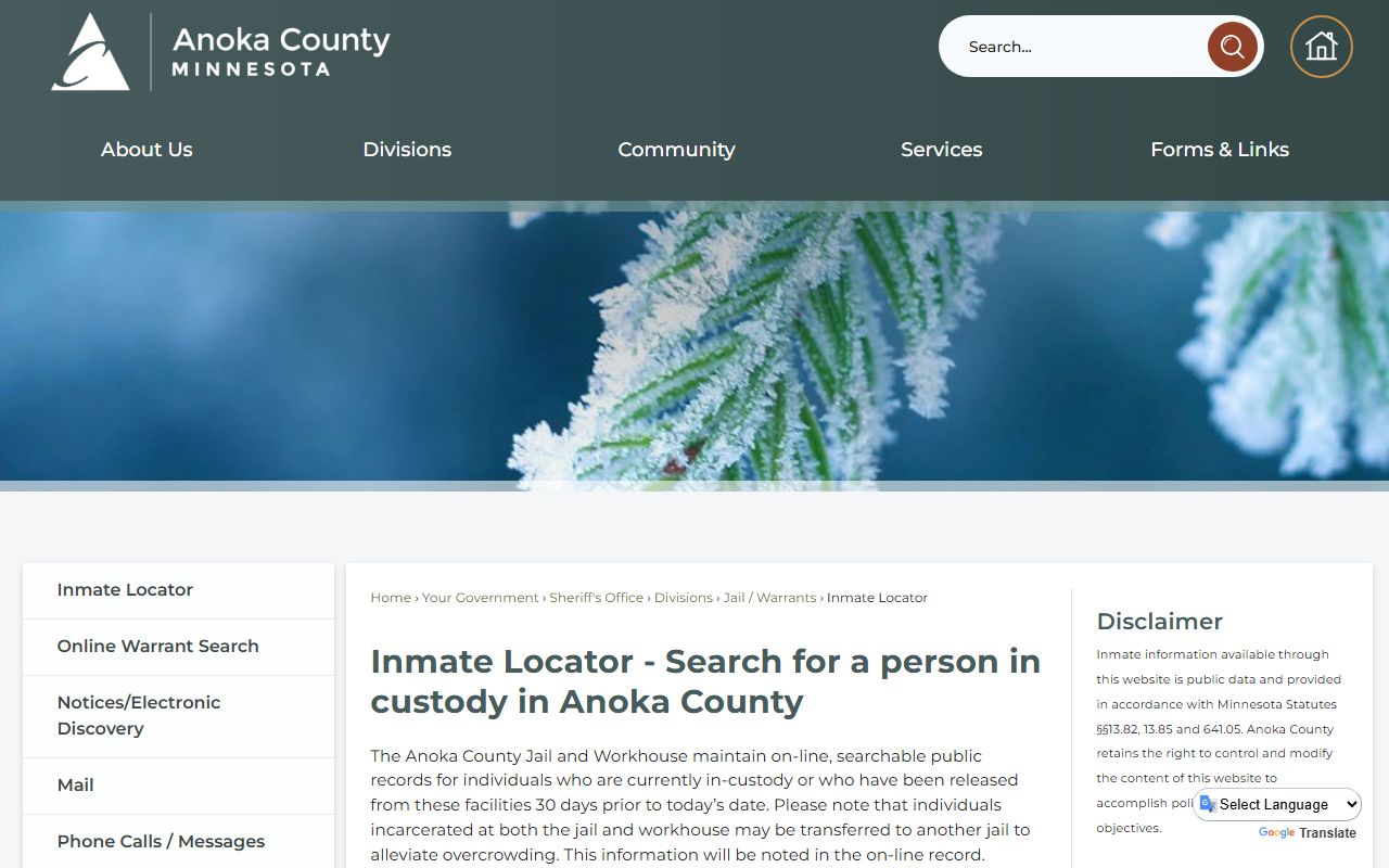 Anoka County White Pages jail inmate search