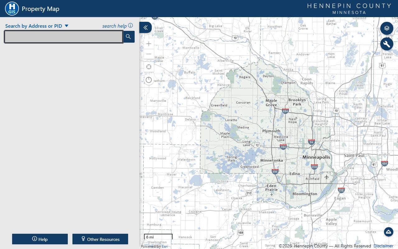 Hennepin County White Pages property GIS search tool