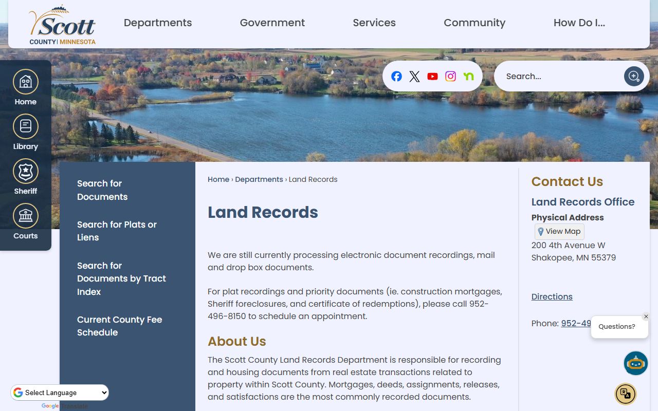 Scott County White Pages land records search portal