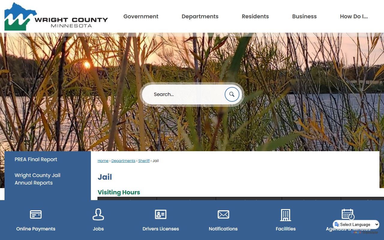 Wright County White Pages jail roster information page