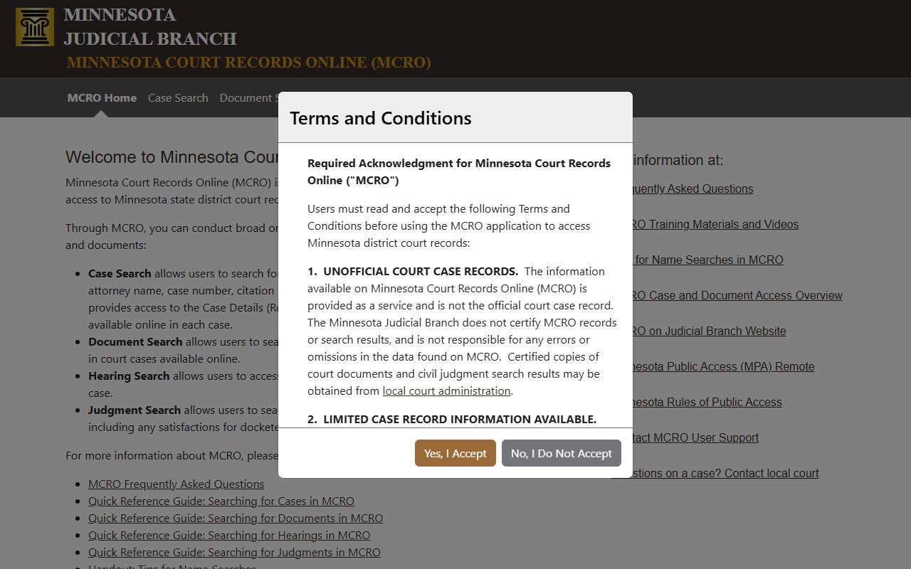 Minnesota White Pages court records online search portal